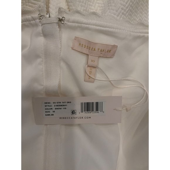 Rebecca Taylor White Textured Fit & Flare Short Sleeve Dress, Size 10 (US) NWT! - Picture 7 of 7